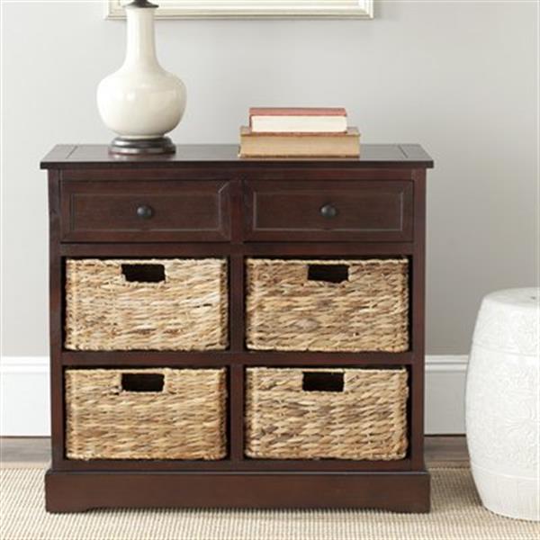 Safavieh Herman Rectangular Dark Cherry 2 Drawer Storage Unit Console Table