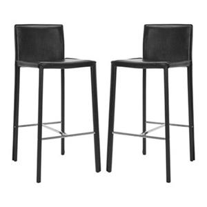 Safavieh Jason 17.80-in x 39.30-in Red Bonded Leather Bar Stool (Set of 2)