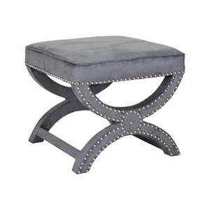 Safavieh Mystic 19.00-in x 21.50-in Pewter Gray Polyester Ottoman