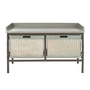 Safavieh Noah 20.10-in x 32.90-in Antique Pewter/ French Gray Storage Bench