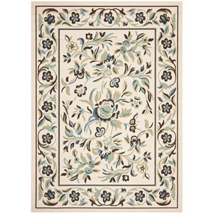 Safavieh Veranda Flora 8-ft x 11-ft Cream/Green Rectangular Indoor/Outdoor Floral/Botanical Farmhouse/Cottage Area Rug