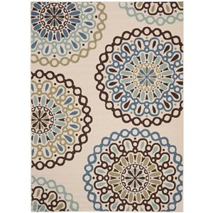 Safavieh Veranda Felizitas 8-ft x 11-ft Cream/Blue Rectangular Indoor/Outdoor Medallion Coastal Area Rug