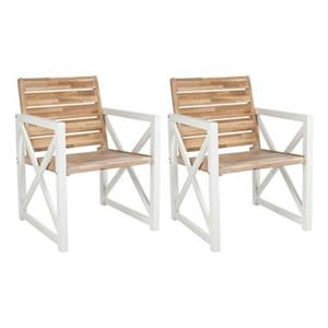 Safavieh White/Oak Wood Irina Armchairs (Set of 2)