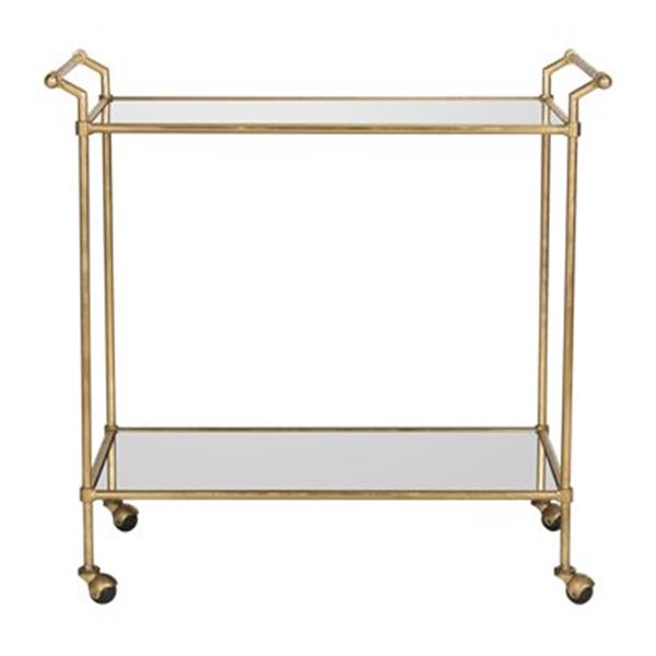 Safavieh Fox 31-in x 30-in Gold/Mirror Lucretius Bar Cart