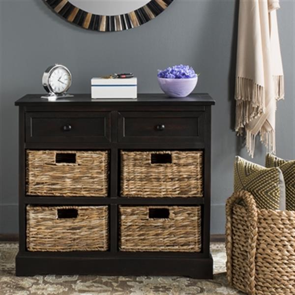 Safavieh Herman Brown Wood Storage Unit With Storage Baskets