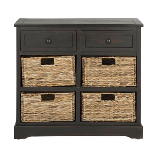 Safavieh Herman Brown Wood Storage Unit With Storage Baskets