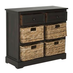 Safavieh Herman Brown Wood Storage Unit With Storage Baskets