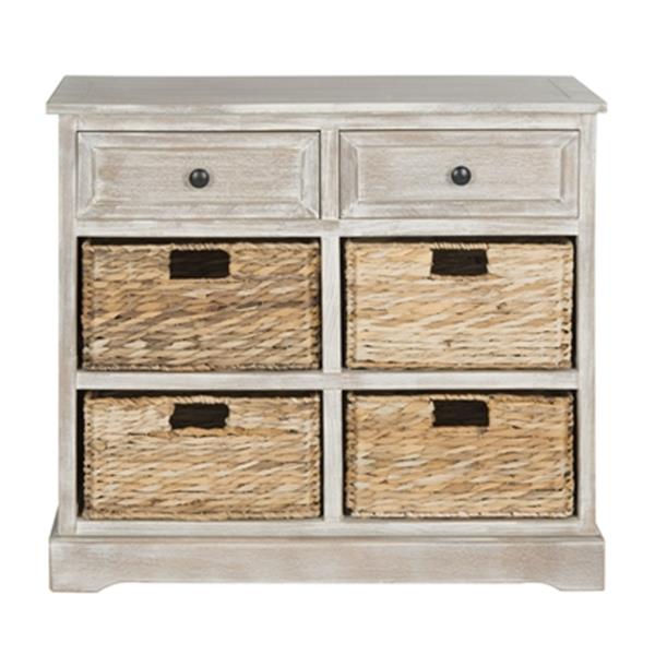 Safavieh Herman Whitewash Wood Storage Unit With Storage Baskets