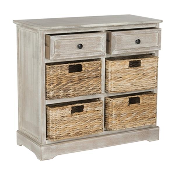 Safavieh Herman Whitewash Wood Storage Unit With Storage Baskets