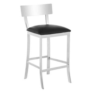 Safavieh Abby 35-in Stainless Steel and Black Faux Leather Bar Stool