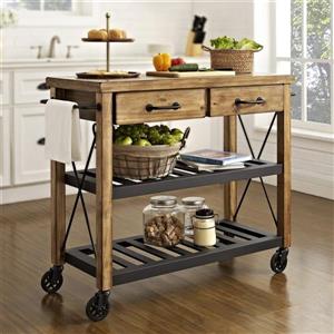 Crosley Furniture 18-in x 42-in x 38-in Brown Rustic Kitchen Cart