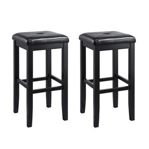 Crosley Furniture Upholstered Square Seat 29-in Vintage Mahogany Bar Stools (Set of 2)