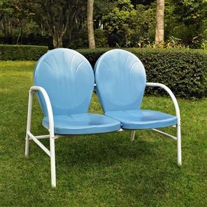 Crosley Furniture Griffith 29-in x 41-in Sky Blue Steel Outdoor Loveseat