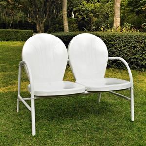 Crosley Furniture Griffith Collection 29-in x 41-in White Steel Outdoor Loveseat