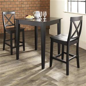 Crosley Furniture 3-Piece Black Dining Set with Counter Height Table