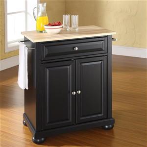 Crosley Furniture 18-in x 28-in Black Craftsman Wood Kitchen Island With Wood Top