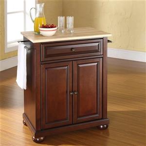 Crosley Furniture 18-in x 28-in Brown Craftsman Wood Kitchen Island With Wood Top