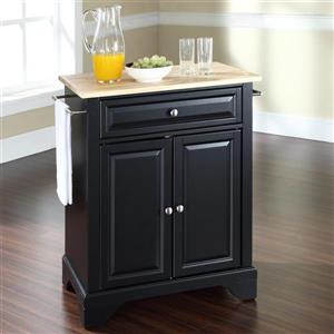 Crosley Furniture 18-in x 28-in Black Craftsman Wood Kitchen Island With Wood Top