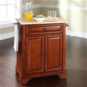 Crosley Furniture 18-in x 28-in Brown Craftsman Wood Kitchen Island With Wood Top