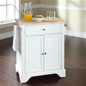 Crosley Furniture 18-in x 28-in White Craftsman Wood Kitchen Island With Wood Top