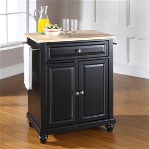 Crosley Furniture 18-in x 28-in Black Craftsman Wood Kitchen Island With Wood Top