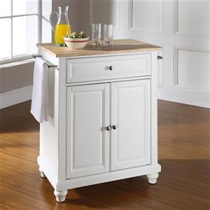 Crosley Furniture 18-in x 28-in White Craftsman Wood Kitchen Island With Wood Top