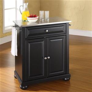Crosley Furniture 18-in x 36-in Black With Stainless Steel Top Portable Kitchen Island Cart