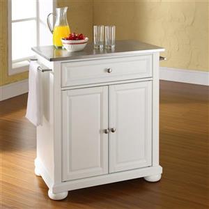 Crosley Furniture 18-in x 36-in White With Stainless Steel Top Portable Kitchen Island Cart