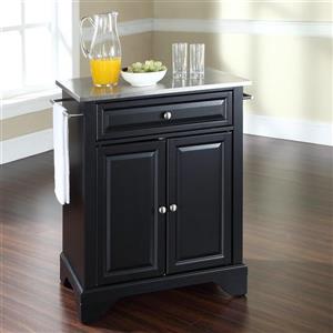 Crosley Furniture 18-in x 36-in Black With Stainless Steel Top Portable Kitchen Island Cart