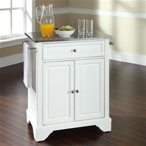 Crosley Furniture 18-in x 36-in White With Stainless Steel Top Portable Kitchen Island Cart