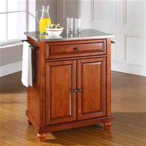 Crosley Furniture 18-in x 36-in Classic Cherry With Stainless Steel Top Portable Kitchen Island Cart