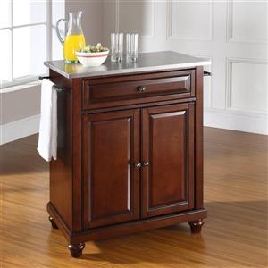Crosley Furniture 18-in x 36-in Vintage Mahogany With Stainless Steel Top Portable Kitchen Island