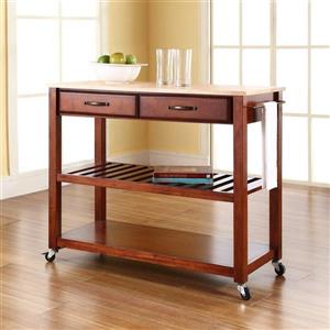 Crosley Furniture 18-in x 43-in Brown Craftsman Wood Kitchen Cart With Wood Top
