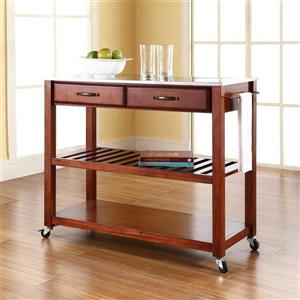 Crosley Furniture 18-in x 43-in Brown Craftsman Wood Kitchen Cart With Wood Top