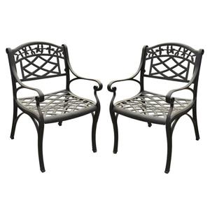 Crosley Furniture Sedona Set of 2 Black Aluminum Conversation Chairs with Woven Seat