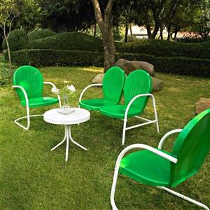 Crosley Furniture Griffith 4 pc Grasshopper Green Steel Frame Patio Conversation Set