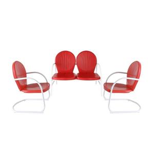 Crosley Furniture Griffith 3 pc Red Steel Frame Patio Conversation Set