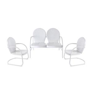 Crosley Furniture Griffith 3 pc White Steel Frame Patio Conversation Set