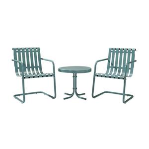 Crosley Furniture Gracie 3 pc Carribean Blue Steel Frame Patio Conversation Set