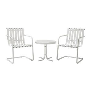 Crosley Furniture Gracie 3 pc Alabaster White Steel Frame Patio Conversation Set