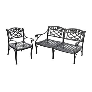 Crosley Furniture Sedona 2 pc Black Aluminum Frame Patio Conversation Set