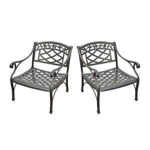 Crosley Furniture Sedona Set of 2 Charcoal Black Aluminum Outdoor Lounge Chairs with Woven Seat