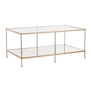 Boston Loft Furnishings Kili 24-in x 42.25-in x 19-in Metallic Gold Frame And Clear Glass Top Rectangular Coffee Table