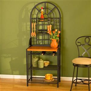 Boston Loft Furnishings 26-in x 68-in Black Metal Dome Etagere With Wine Storage