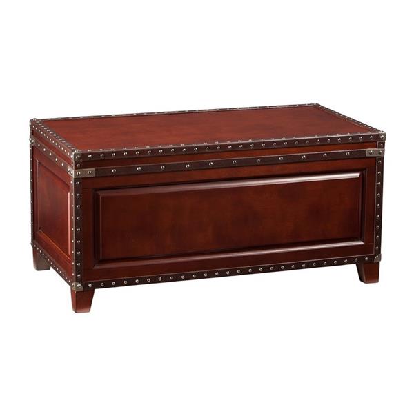 Boston Loft Furnishings Corey 37 In X 18 5 In X 12 In Dark Cherry Vegan Leather Rectangular Trunk Coffee Table Atg0854 Rona