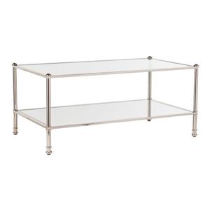 Boston Loft Furnishings Pawrow 24.5-in x 42.5-in x 18.5-in Metallic Silver Frame And Clear Glass Top Rectangular Coffee Table