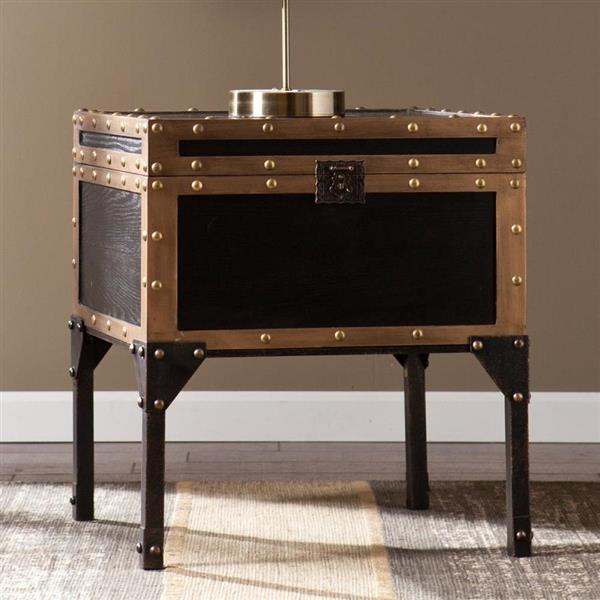 Boston Loft Furnishings Davon 20.75-in x 20.75-in x 22.75-in Antique Black Composite Industrial End Table