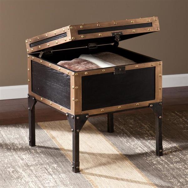 Boston Loft Furnishings Davon 20.75-in x 20.75-in x 22.75-in Antique Black Composite Industrial End Table