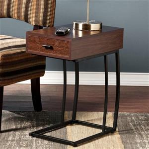 Boston Loft Furnishings Dina 12-in x 19.75-in x 23.25-in Dark Walnut Composite Modern End Table