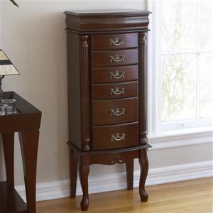 Boston Loft Furnishings Krista Mahogany 40-in x 15.75-in x 10.5-in Floorstanding Jewelry Armoire